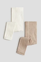 2-pack Ribbed Footless Tights