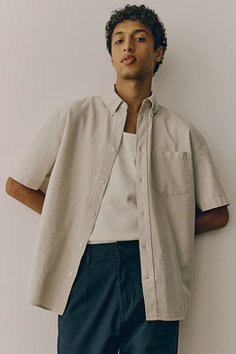 Loose Fit Short-Sleeved Oxford Shirt