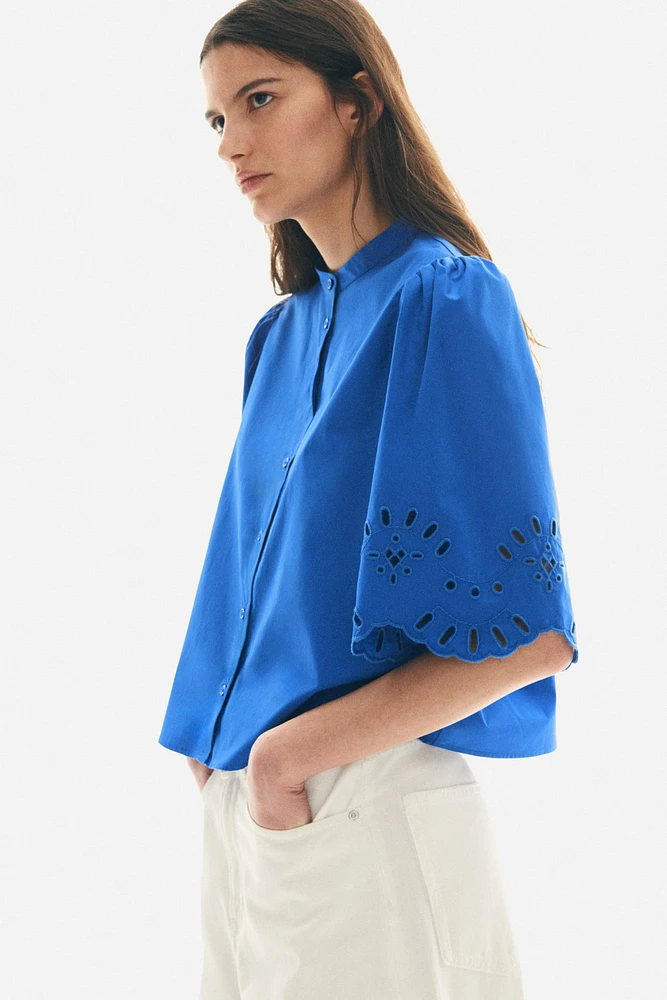 Puff-Sleeved Cotton Blouse