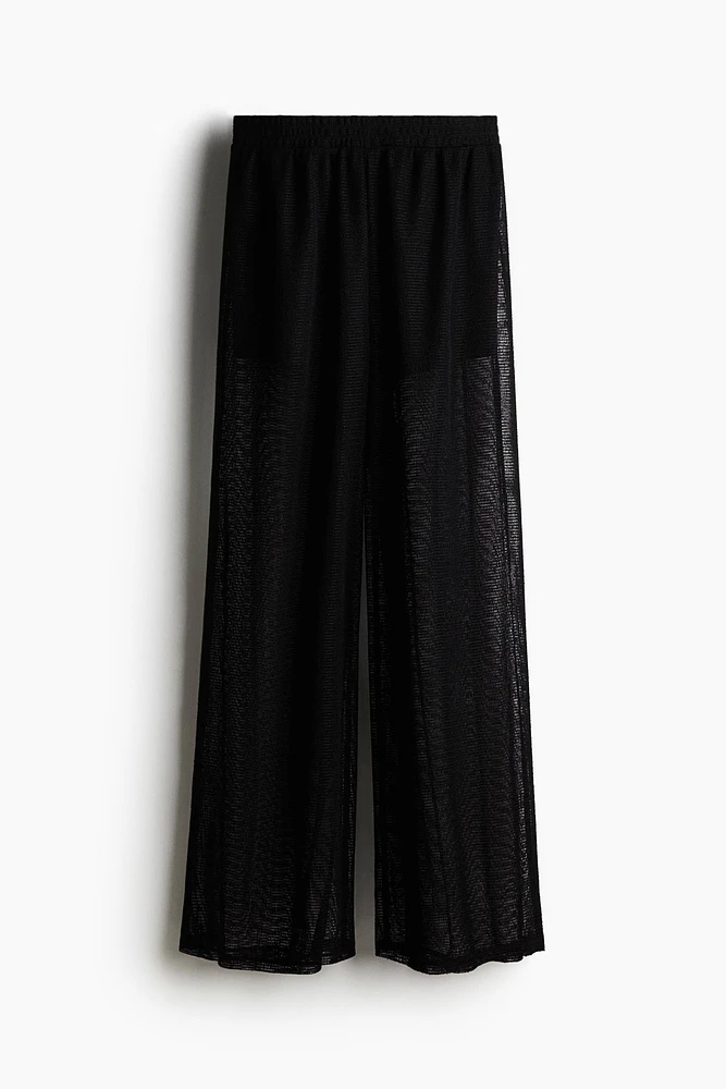 Pantalon large en tricot ajouré