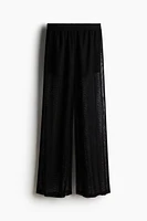 Wide-Leg Hole-Knit Pants