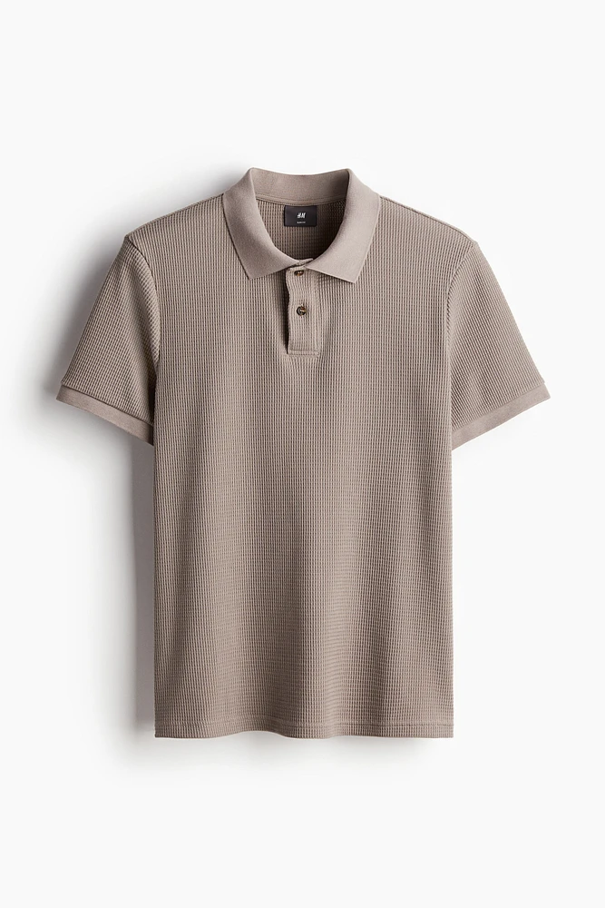 Slim Fit Waffled Polo Shirt