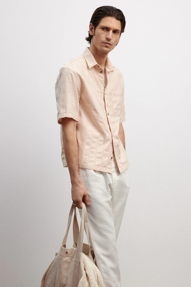 Regular-Fit Textured Short-Sleeved Shirt