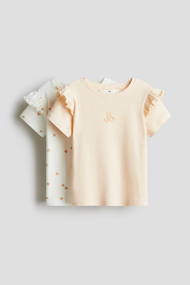 2-Pack Ruffle-Trimmed Cotton Tops