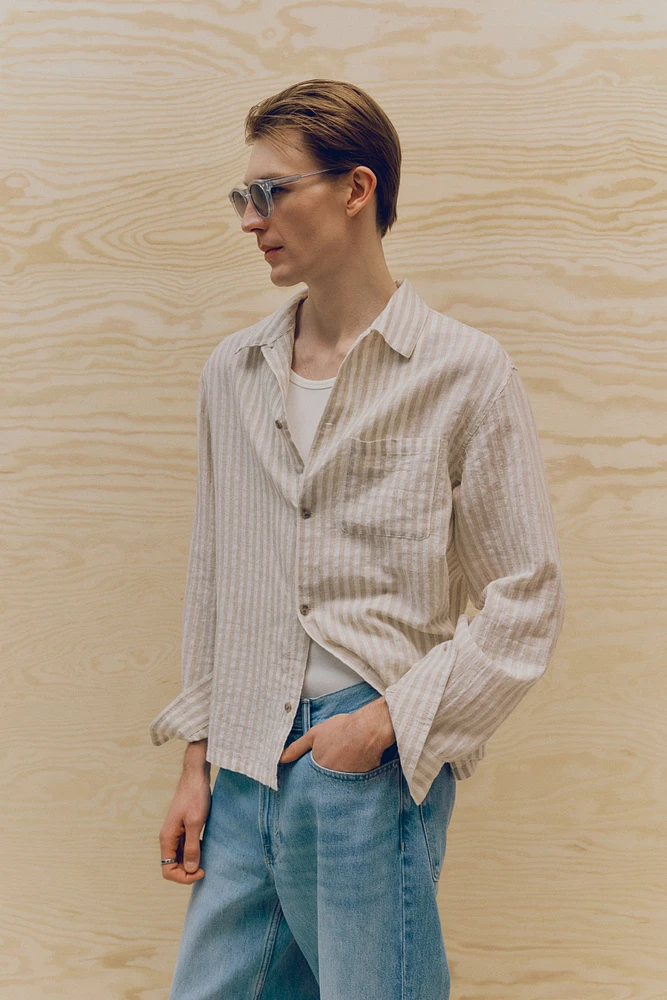 Regular-Fit Linen-Blend Shirt