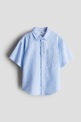 Chemise à manches courtes en lin mélangé