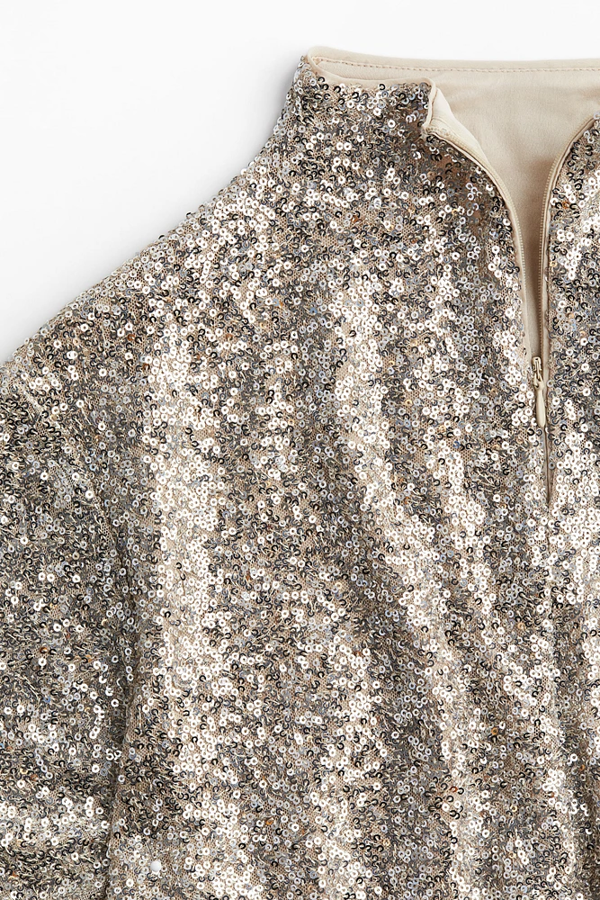 Sequined Mock Turtleneck Top