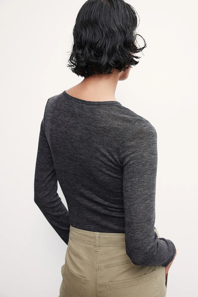 Fine-Knit Henley Shirt