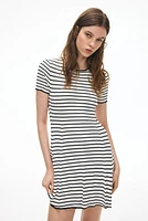 Rib-Knit Dress with Flared Skirt