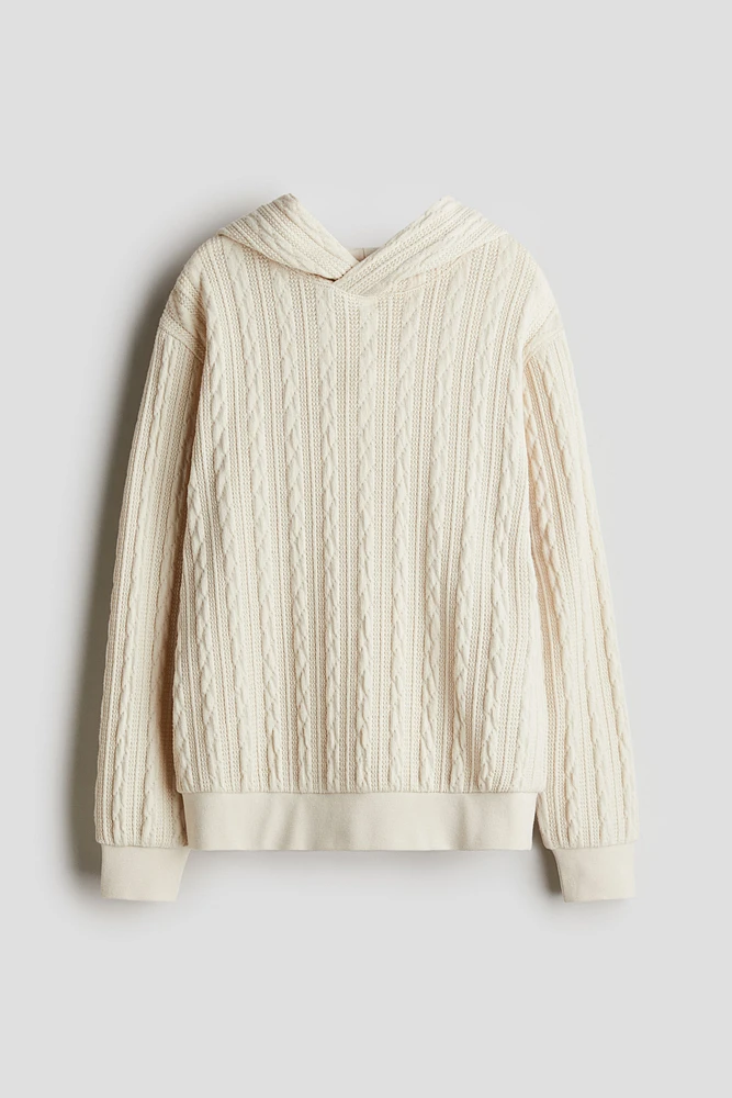 Cable-knit look hoodie