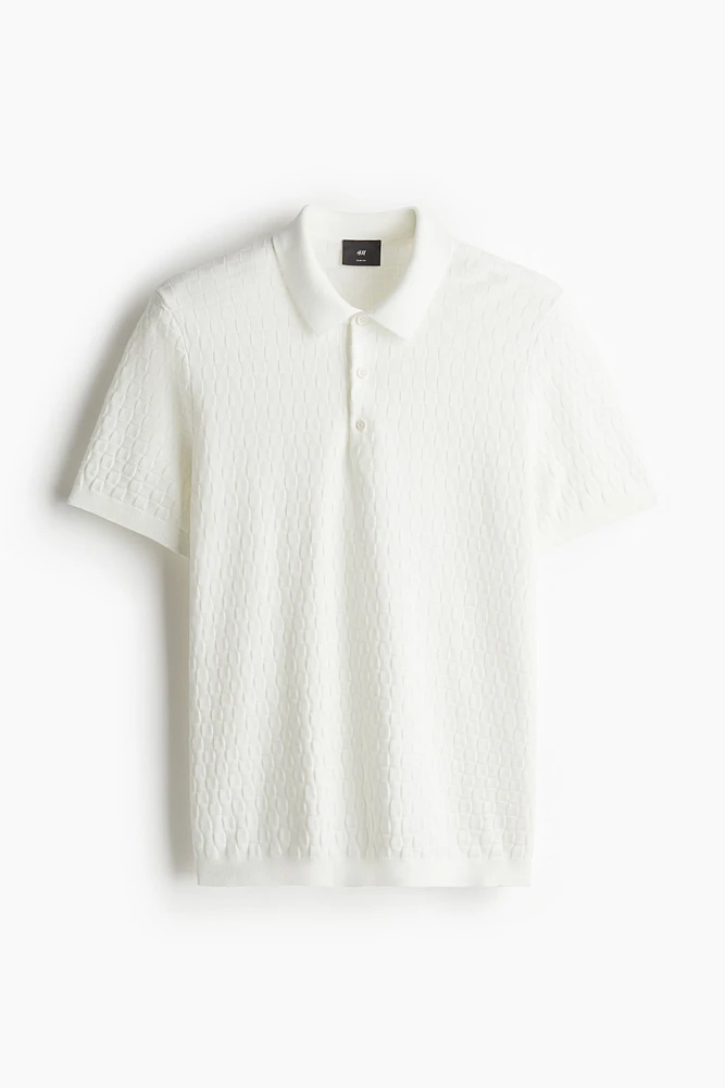 Slim Fit Textured-knit Polo Shirt