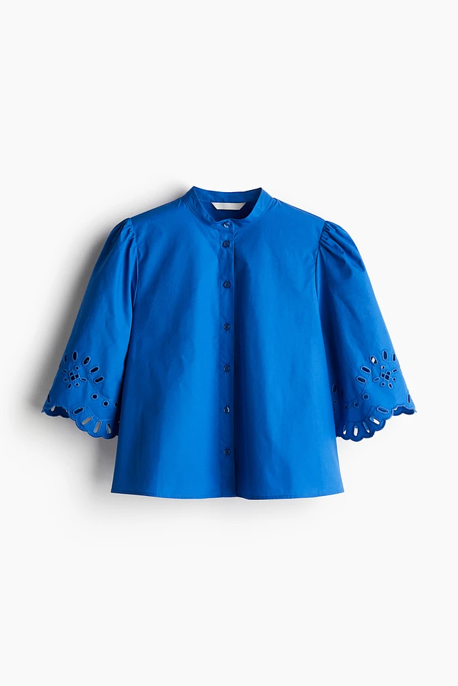 Puff-Sleeved Cotton Blouse