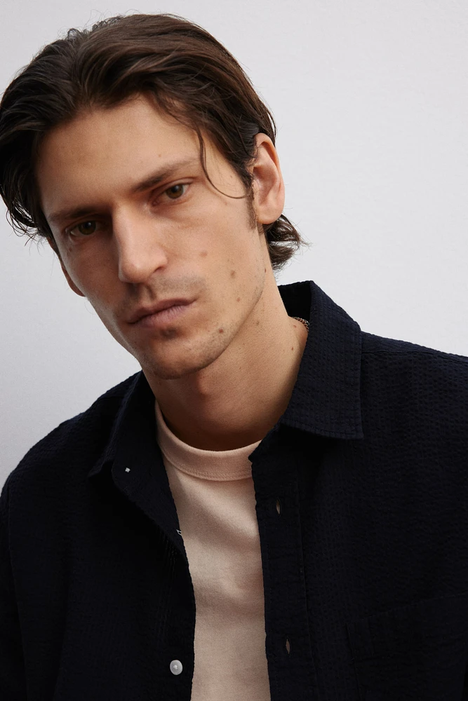 Loose-Fit Seersucker Shirt