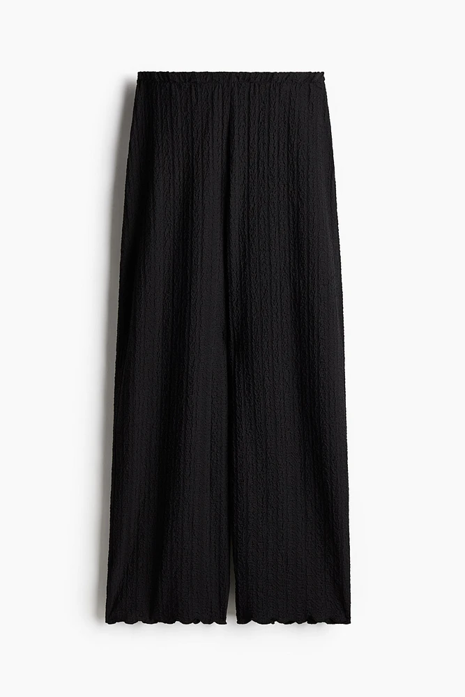 Wide-Leg Textured Pants