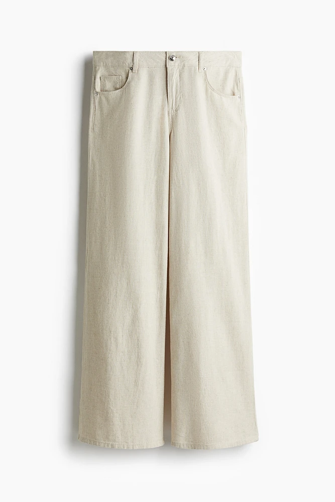 Wide-Leg Linen-Blend Pants