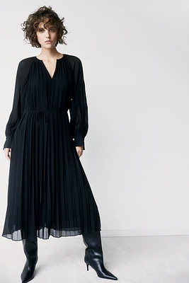 Pleated Chiffon Dress