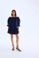 Off-the-Shoulder Poplin Dress