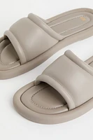 Faux Leather Slides