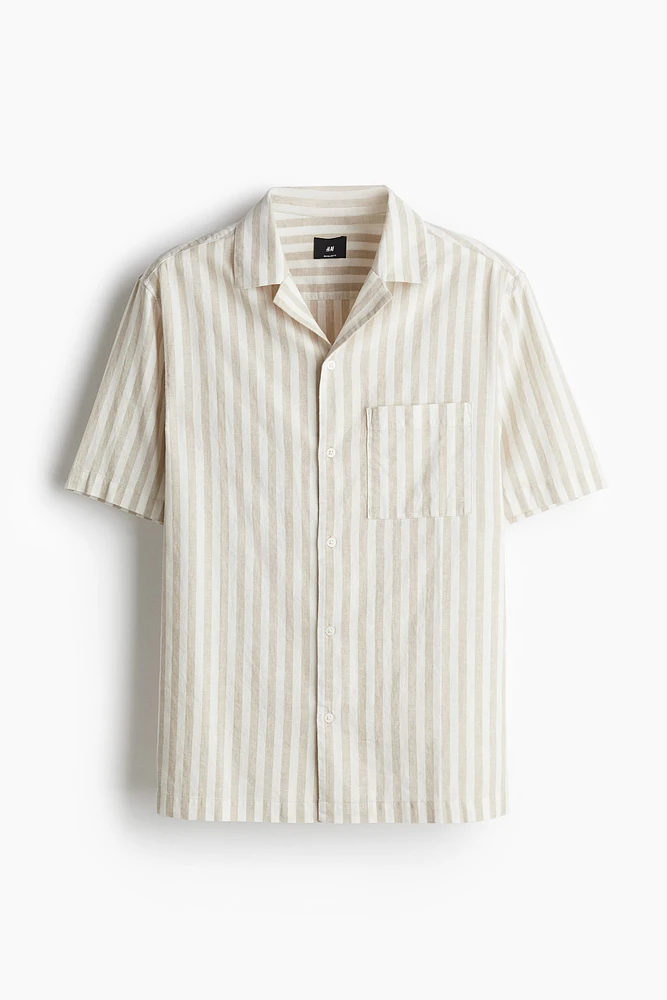 Regular-Fit Short-Sleeved Linen-Blend Shirt