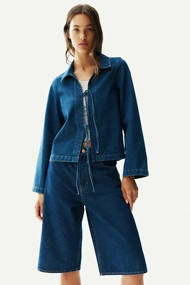 Tie-Front Denim Jacket