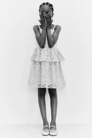 Flounce-Trimmed Lace Dress
