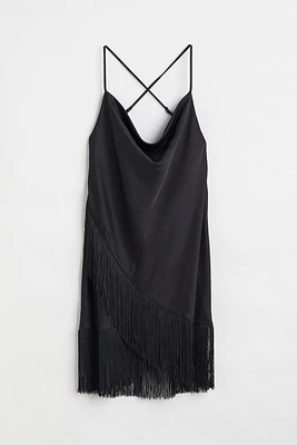 Fringed Satin Dress