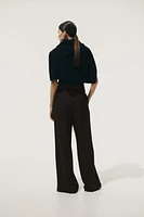 Wide-Leg Linen-Blend Pants