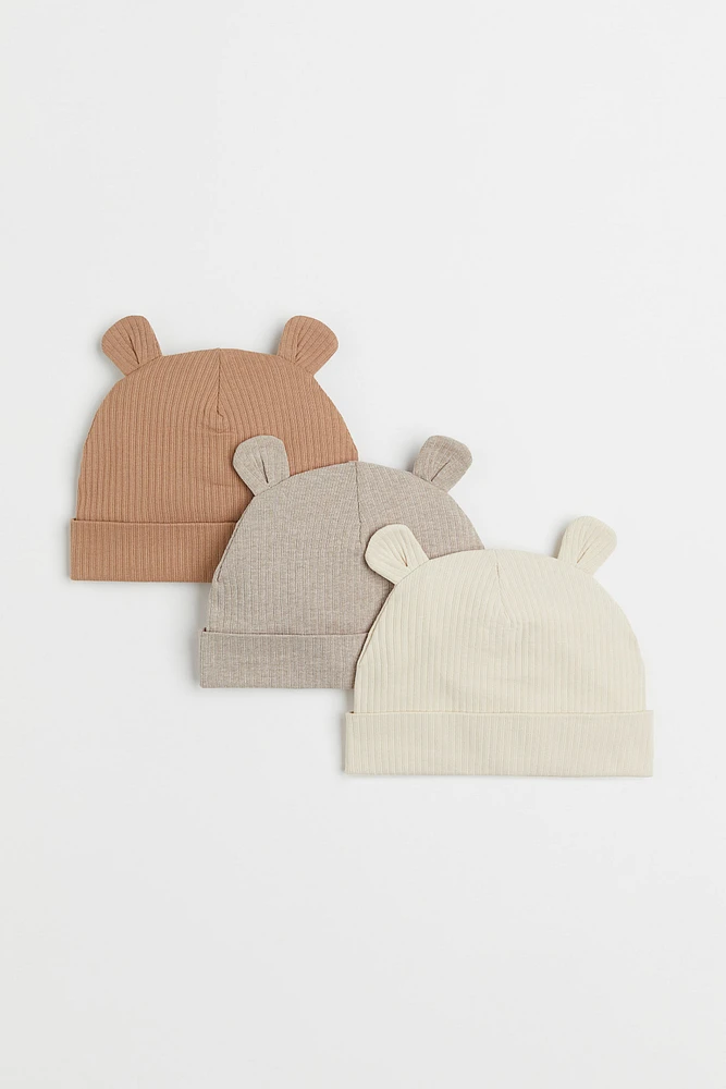 3-pack Ribbed Hats with Ears