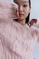 V-Neck Cable-Knit Sweater