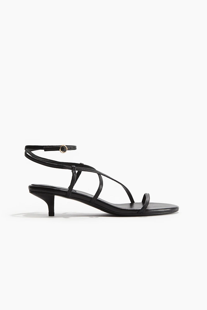 Kitten-Heeled Leather Sandals