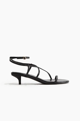 Kitten-Heeled Leather Sandals