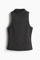 Glittery Mock Turtleneck Sleeveless Top