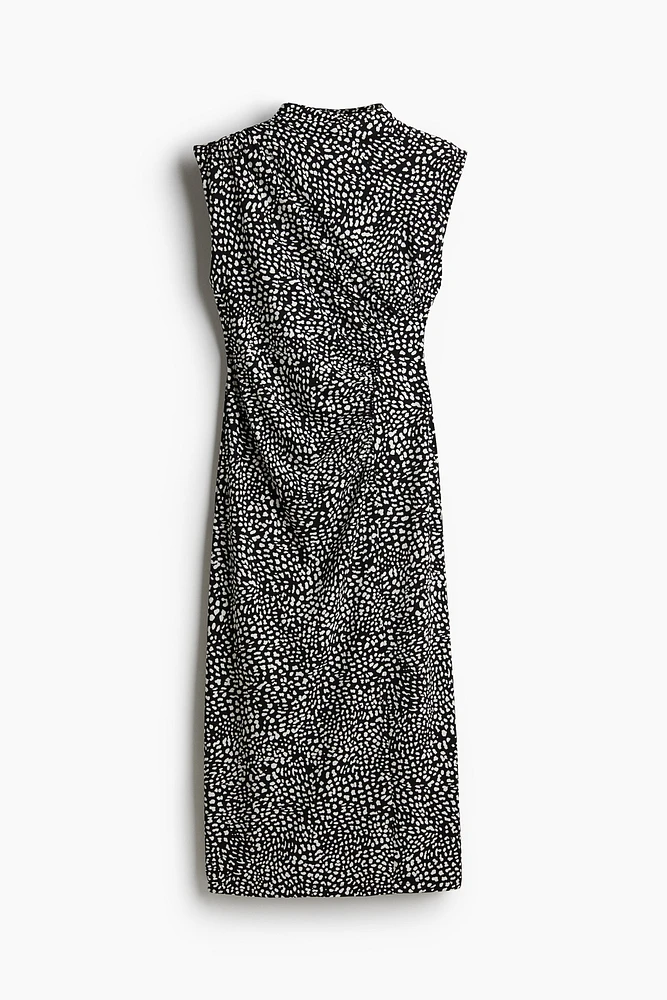 Draped Mock Turtleneck Dress