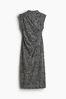 Draped Mock Turtleneck Dress