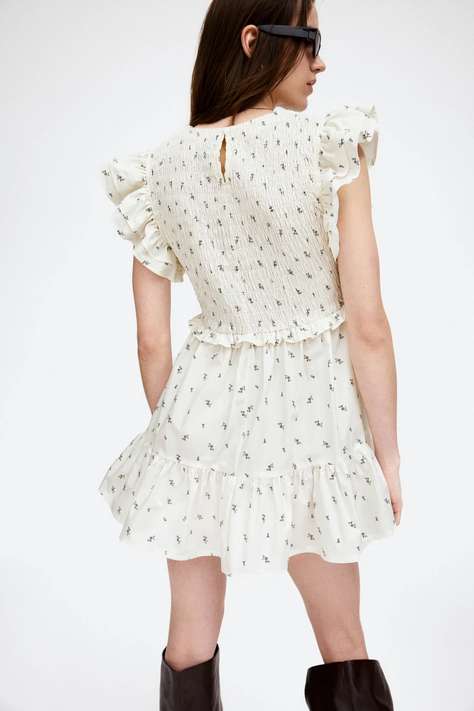 Flutter-Sleeved Poplin Dress