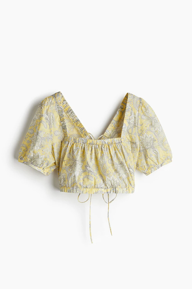 Lacing-detail cotton blouse