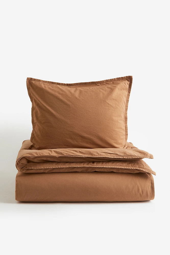 Washed Cotton Twin Duvet Cover Set