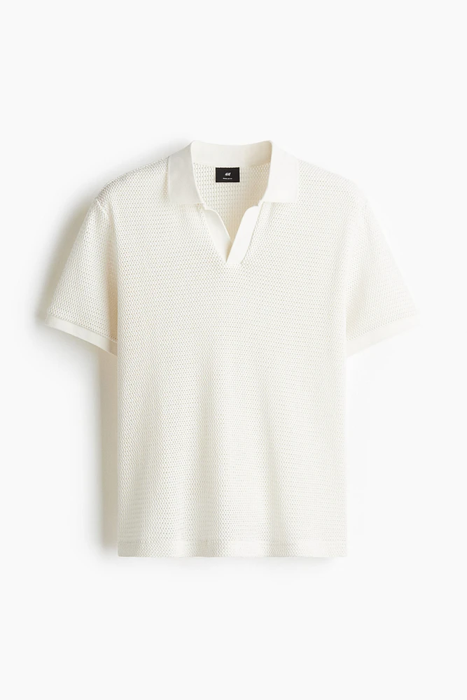 Regular-Fit Hole-Knit Polo Shirt