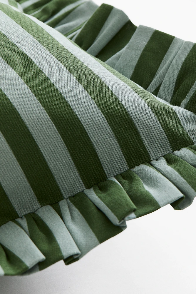 Housse de coussin volantée en coton