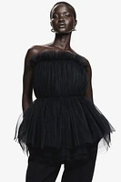 Pleated Tulle Bandeau Top