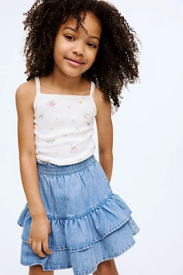 Tiered Denim Skirt