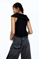 Ruffle-trimmed Cotton Top