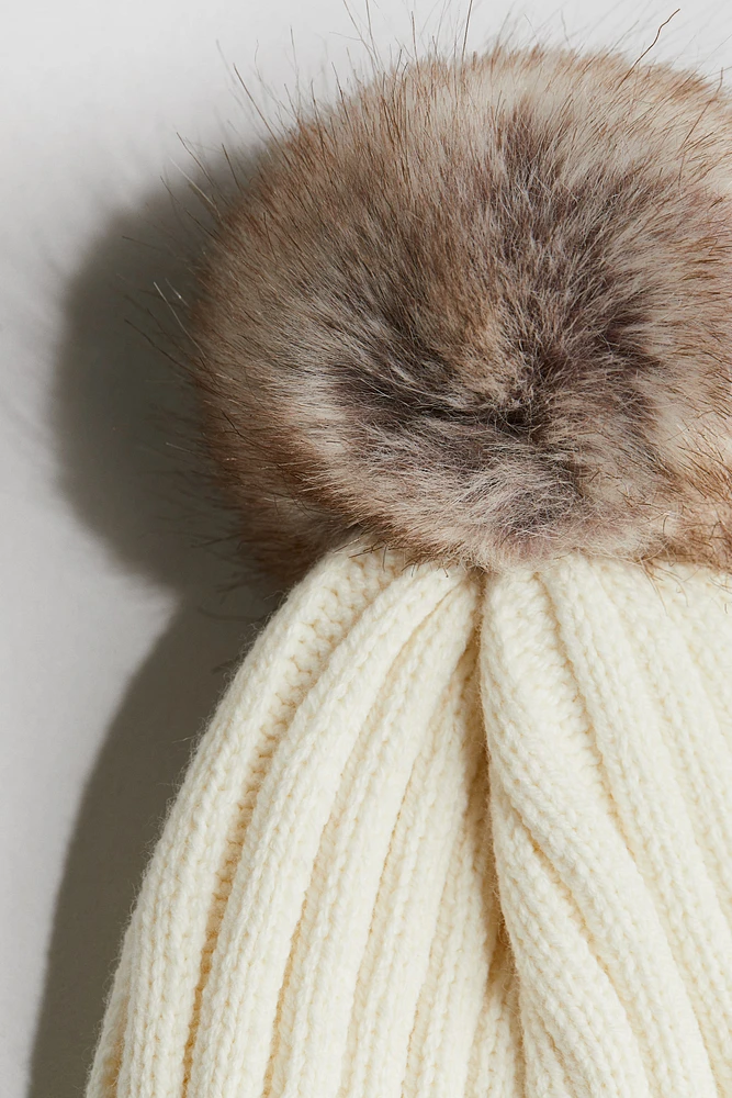 Rib-knit Pompom Hat