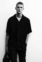 Chemise flottante en tissu-éponge avec col cubain