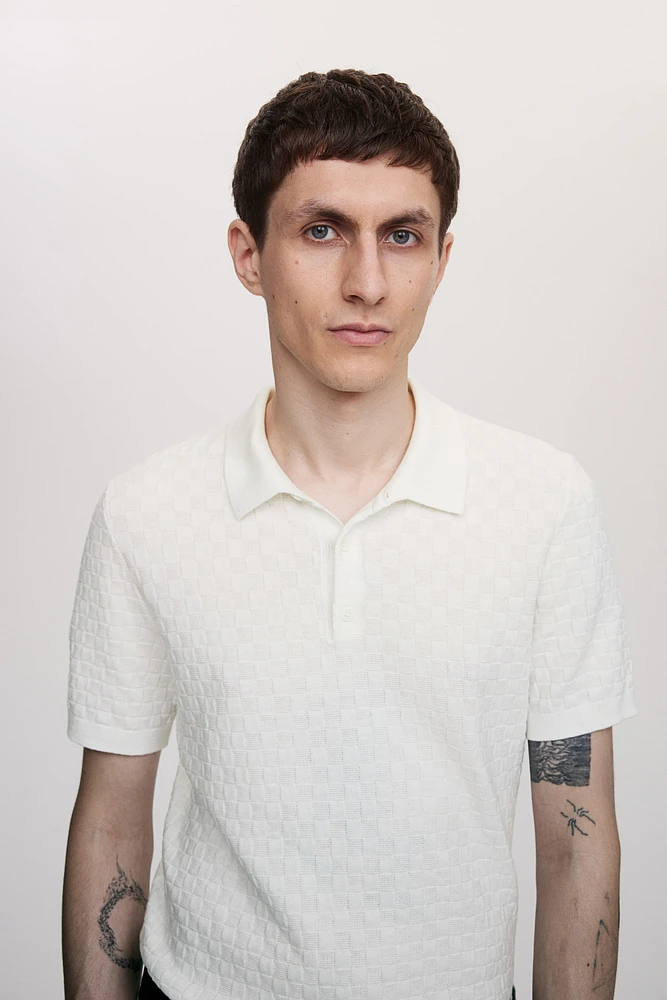 Slim Fit Textured-knit Polo Shirt