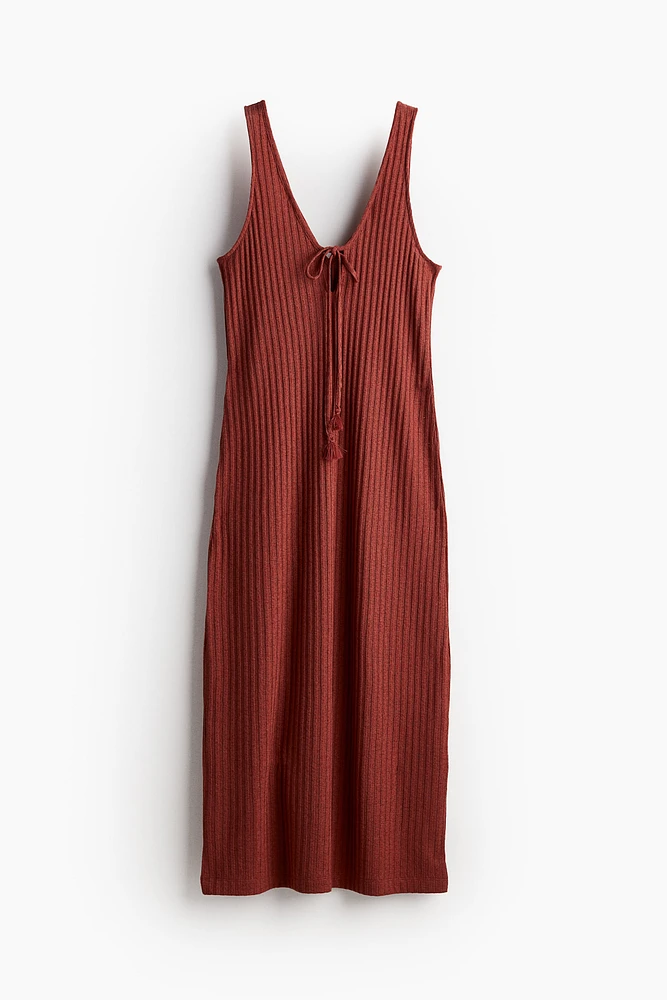 Tie-detail Rib-knit Dress