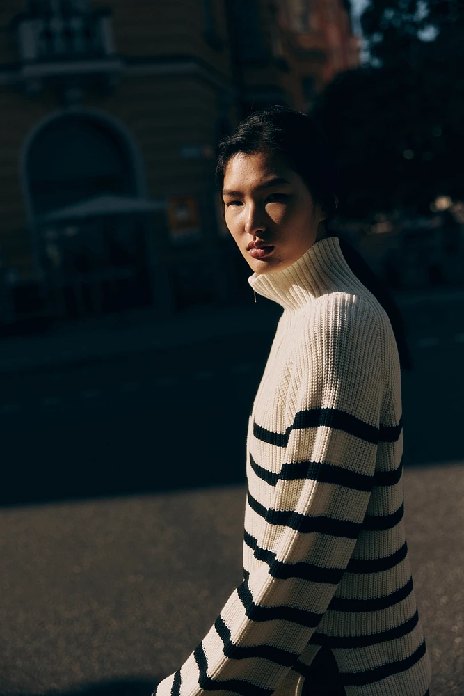 Rib-knit Half-zip Sweater