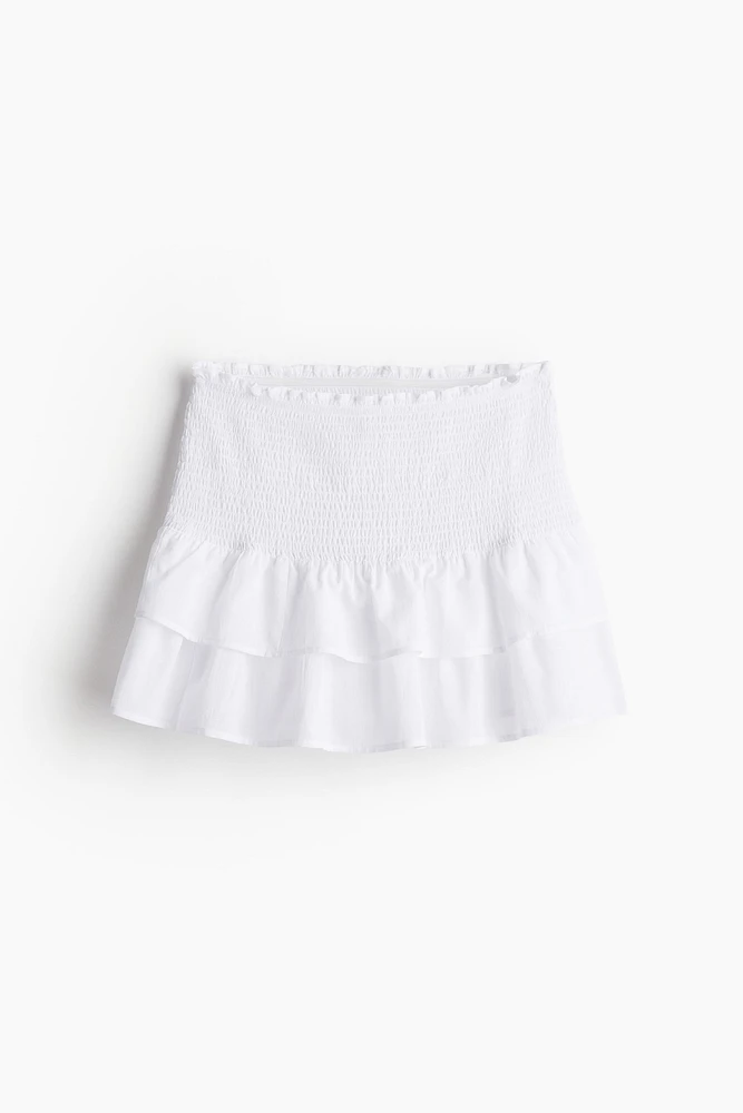 Smocked-waist Tiered Skirt