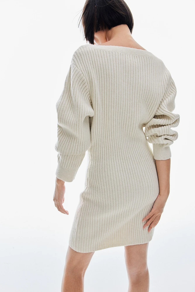 Rib-Knit Boat-Neck Dress