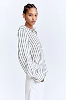 Gathered linen-blend shirt